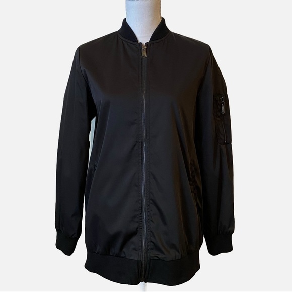 Bernardo Black Satiny Bomber Boyfriend Zip Up Jacket Small - Picture 16 of 16